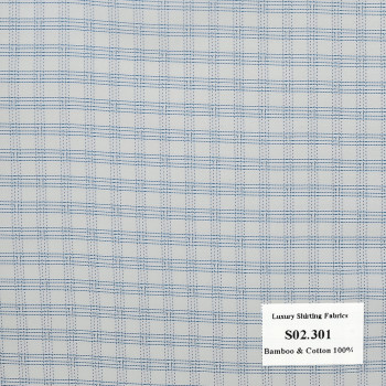 Vải May Đồng Phục Áo Sơ Mi Công Sở Màu Xanh Biển Caro S02.301